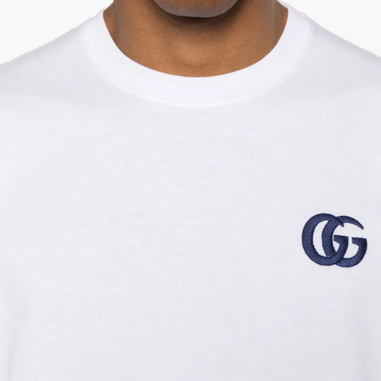 Gucci GG Embroidered Logo Tee White