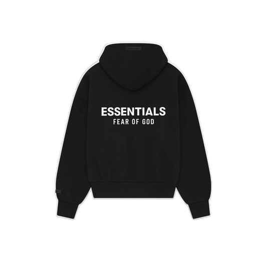Fear of God Essentials Classic Fit Fleece Hoodie Jet Black SS25