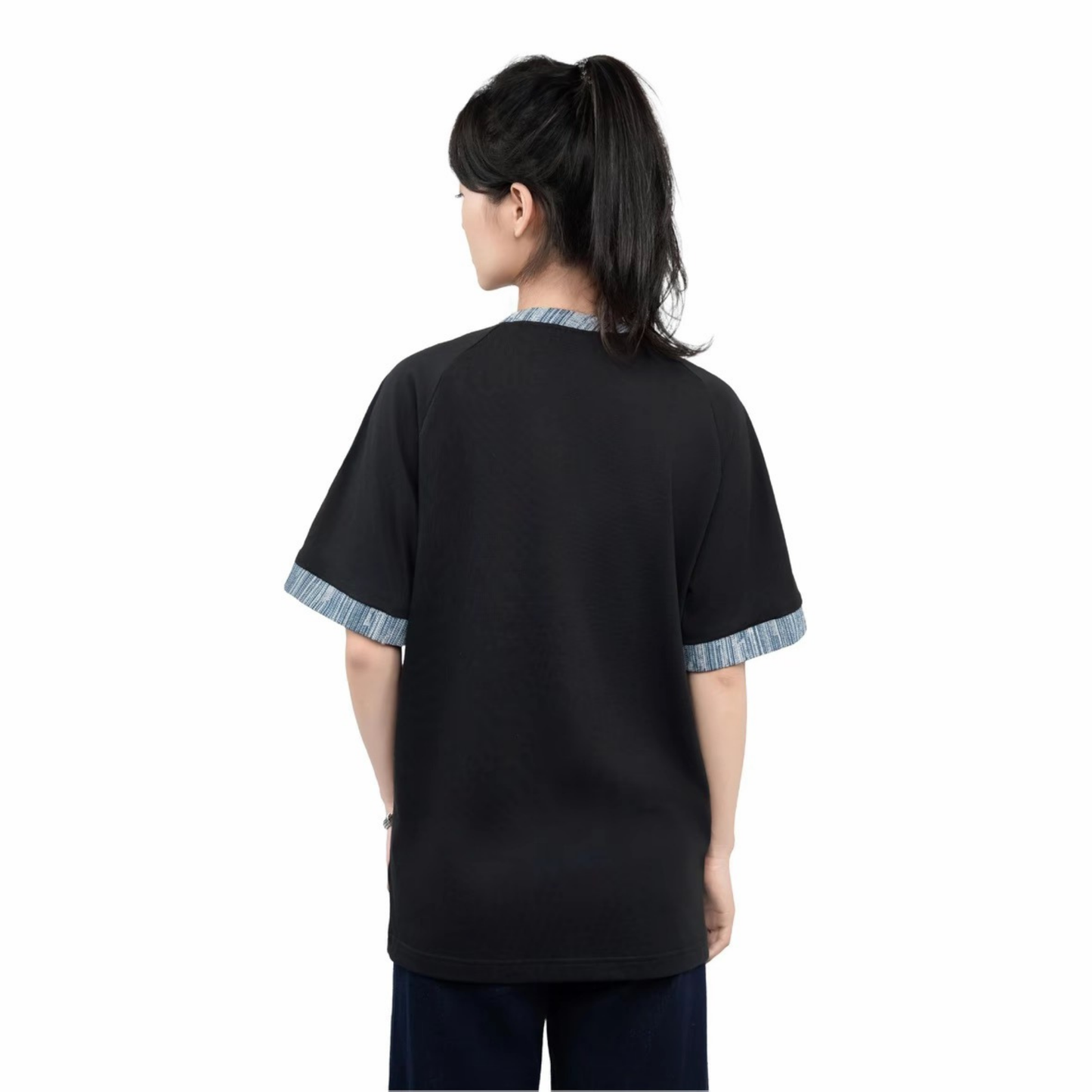 Adidas Adicolor Classics 3-Stripes Tee Black Denim Patchwork KB2459 Model Back