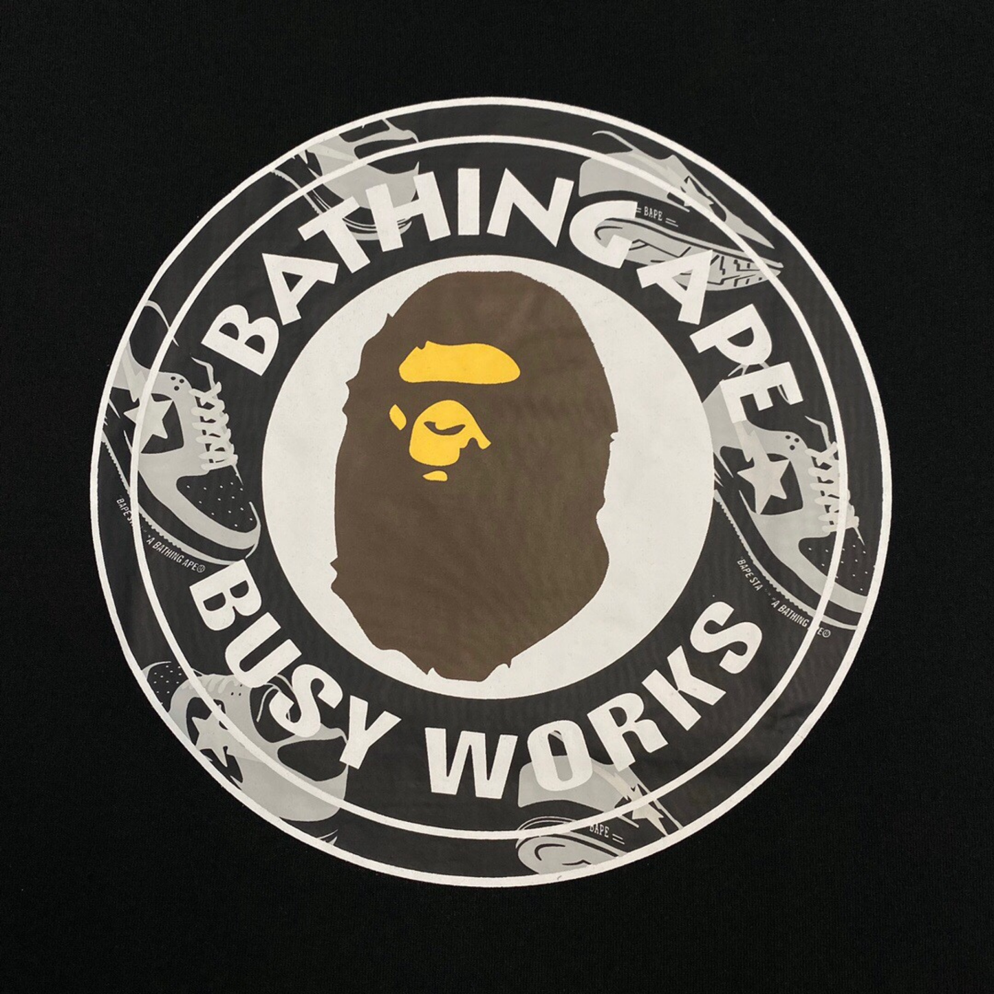 BAPE Busy Works Tee Black Front Logo