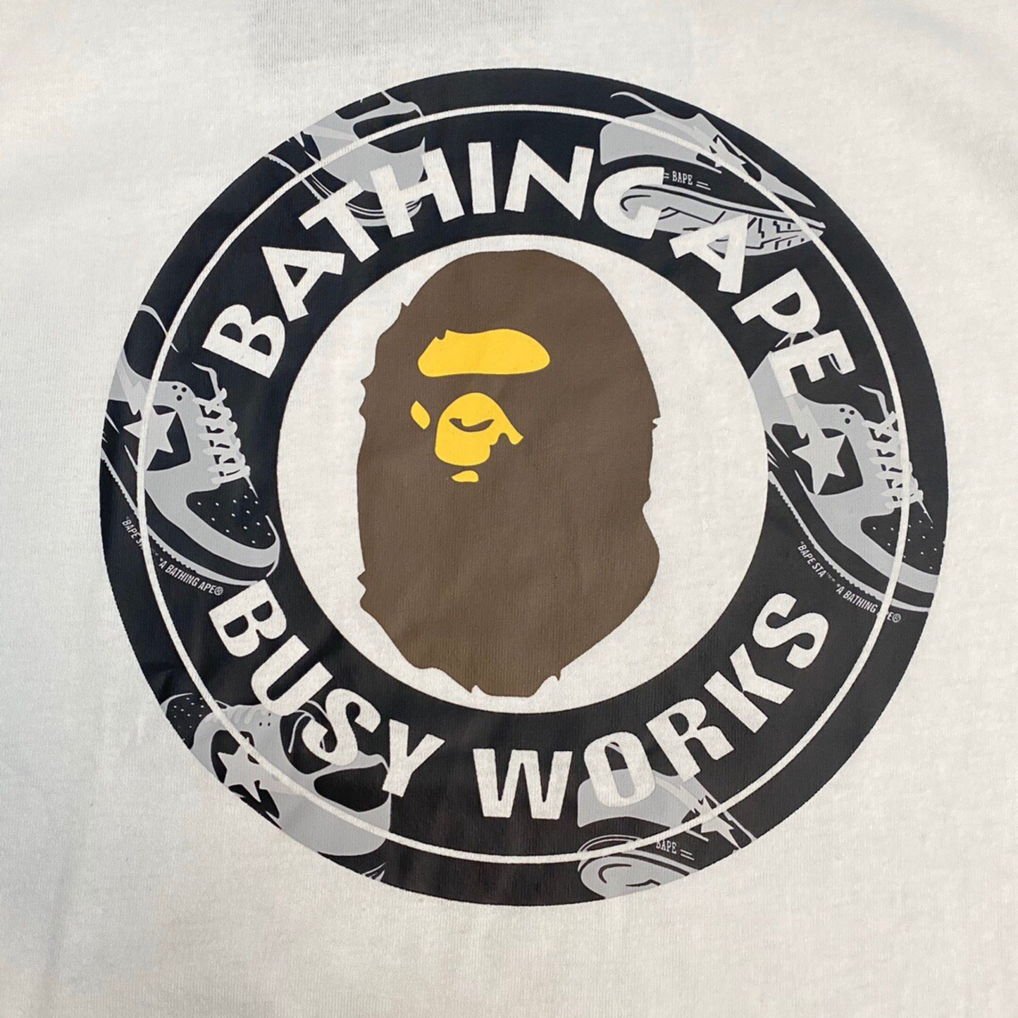 BAPE Busy Works Tee White Front Logo