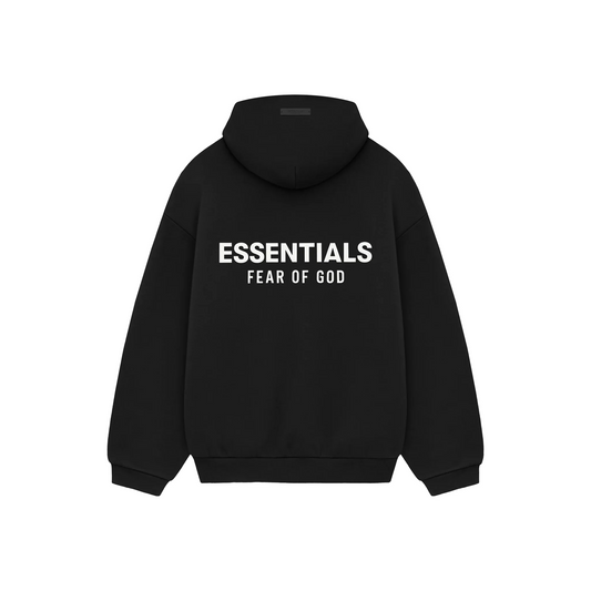 Fear of God Essentials Core Logo Fleece Hoodie Black FW24 Back