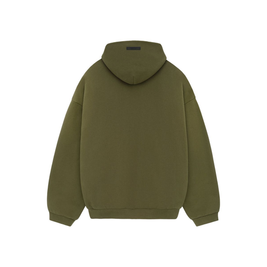 Fear of God Essentials Fleece Hoodie II Military FW24 Back
