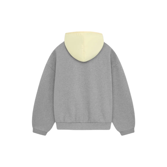 Fear of God Essentials Nylon Fleece Hoodie Dark Heather Oatmeal Garden Yellow SS24 Back