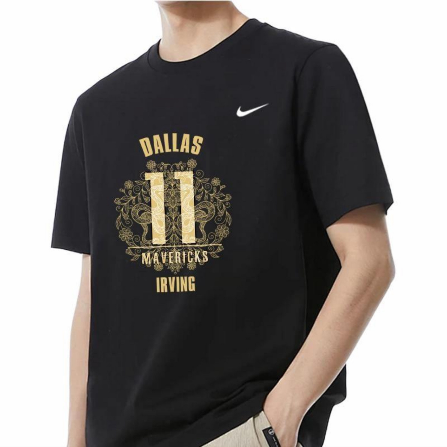 Nike Dri-Fit UV Hyverse Short Sleeve Tee Black Kyrie Irving Front Logo