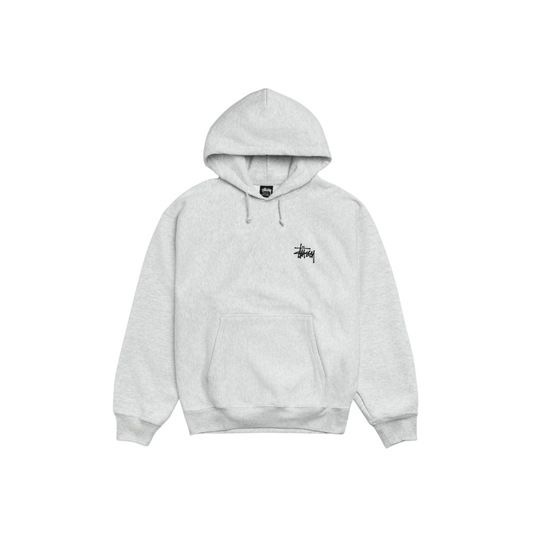 Stüssy Basic Hoodie Ash Heather Front