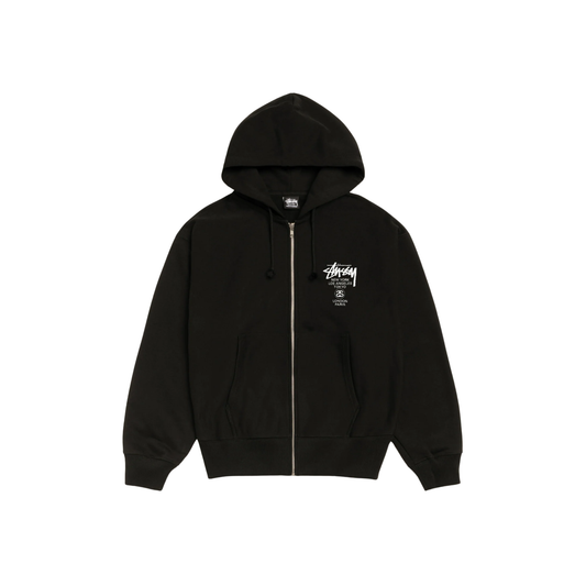 Stüssy World Tour Zip Hoodie Black Front