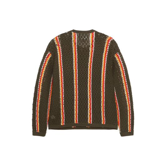 Stüssy x Patta Striped Loose Gauge Sweater Olive Back