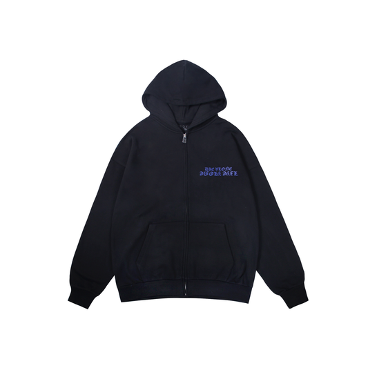 VLONE 3D Printing Zip Up Hoodie Black Front