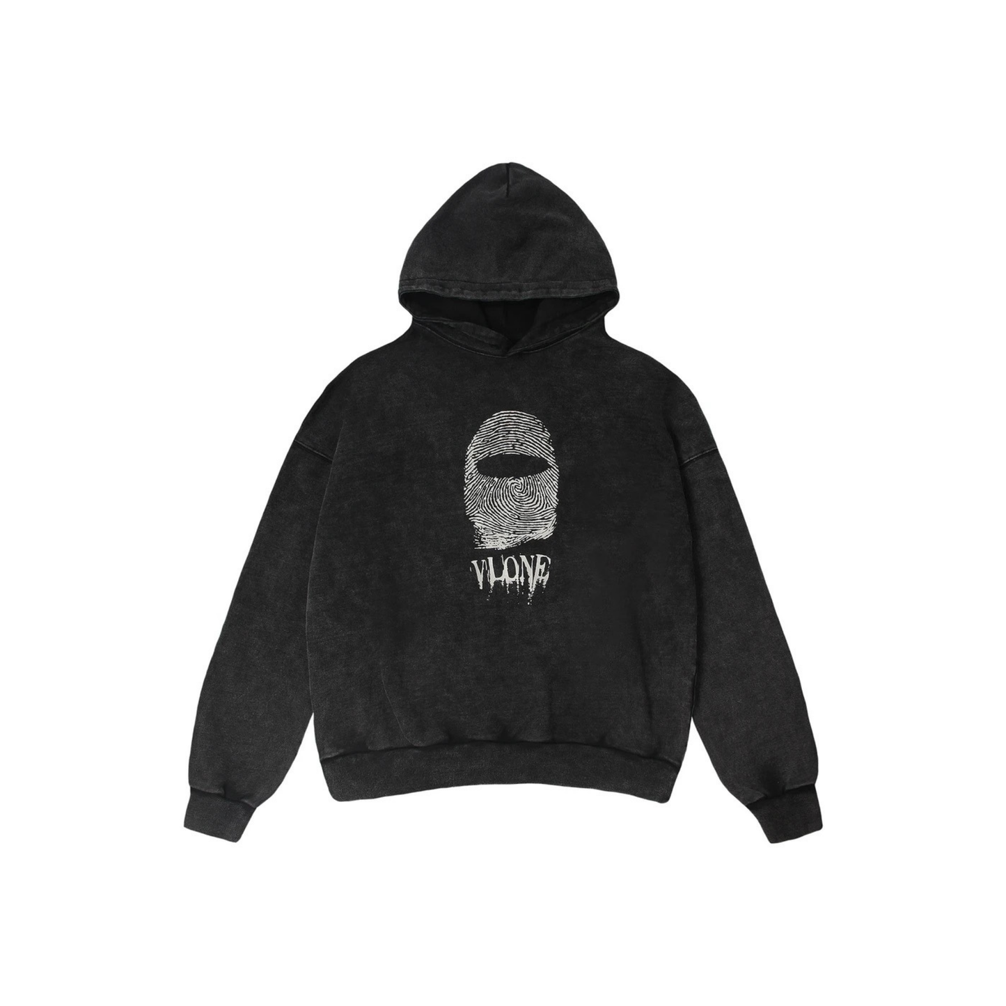 VLONE Fingerprint Washed Hoodie Black Front