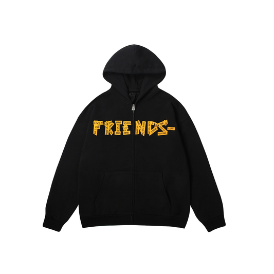 VLONE Friends Tape Zip Up Hoodie Black Front
