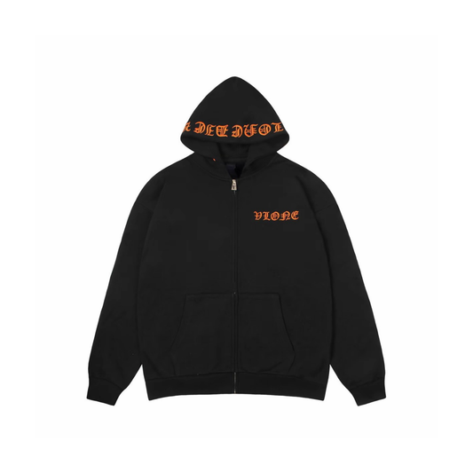 VLONE Gothic Zip Up Hoodie Black Front