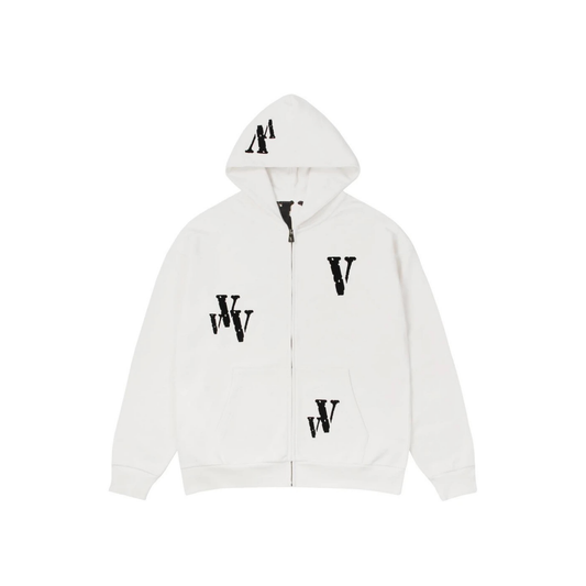 VLONE Embroidered Logo Zip Up Hoodie White