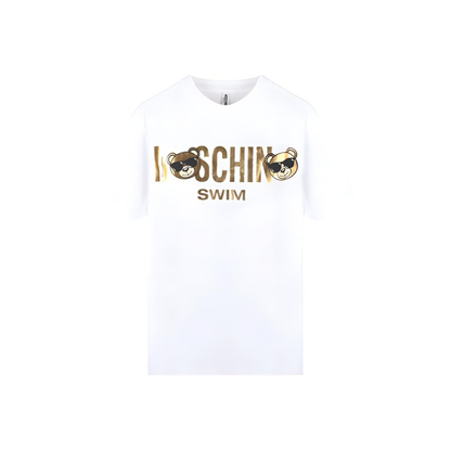 Moschino Gold Foil Bear Logo Tee White