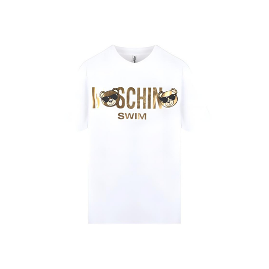 Moschino Gold Foil Bear Logo Tee White