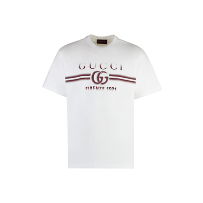 Gucci Cotton Jersey Gucci Print T-Shirt White