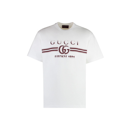 Gucci Cotton Jersey Gucci Print T-Shirt White