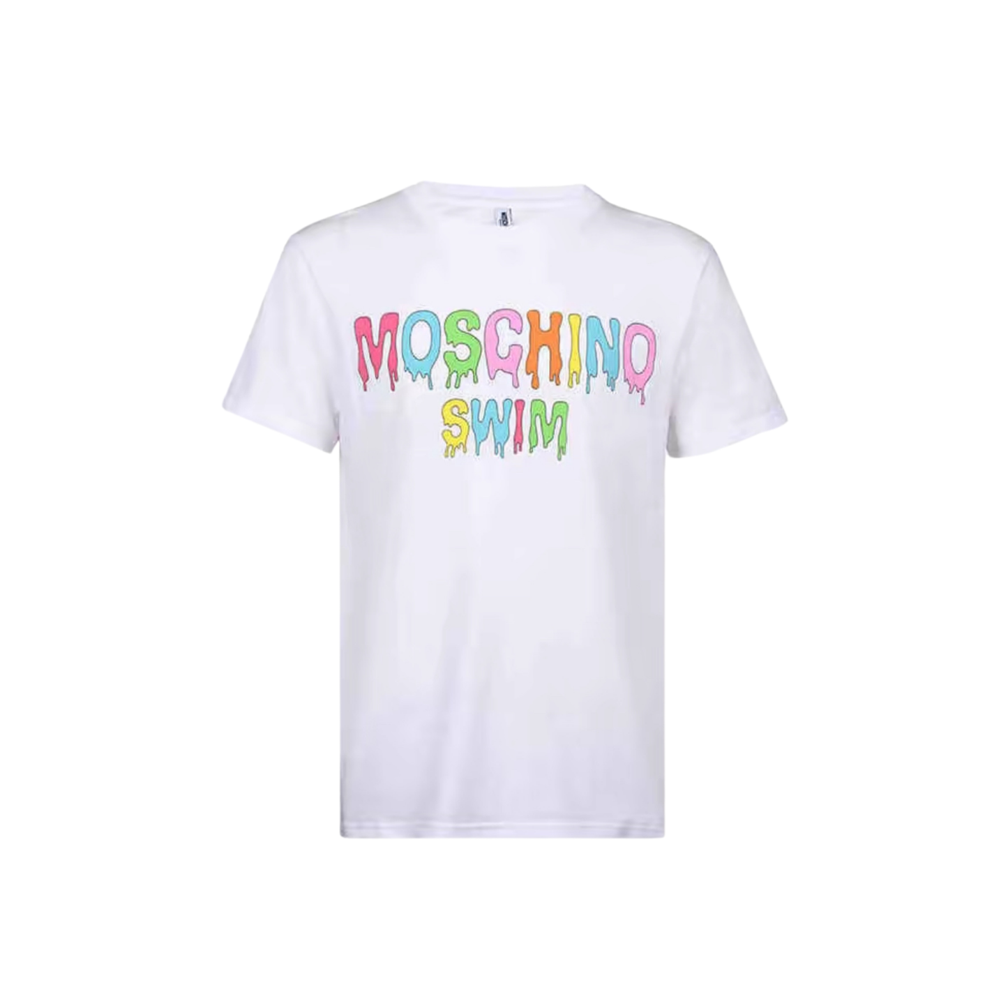 Moschino Swim Multicolor Logo Tee White