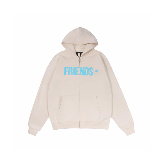 VLONE Friends Zip Up Hoodie Beige Sky Blue