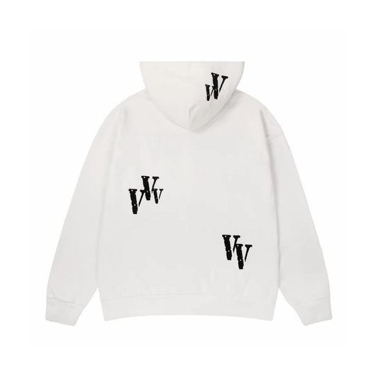 VLONE Embroidered Logo Zip Up Hoodie White