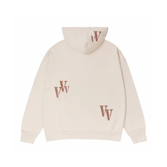 VLONE Embroidered Logo Zip Up Hoodie Beige