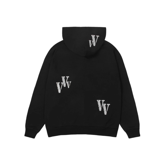 VLONE Embroidered Logo Zip Up Hoodie Black