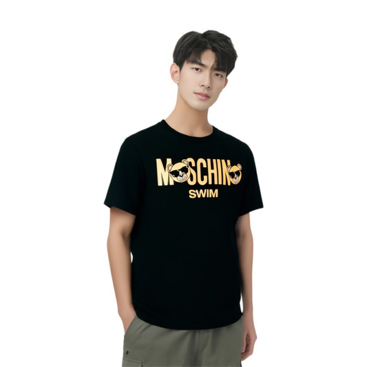Moschino Gold Foil Bear Logo Tee Black