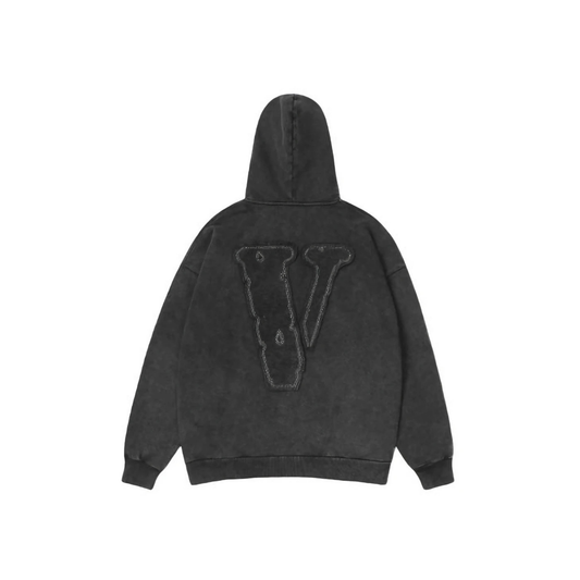 VLONE Embroidered Washed Zip Up Hoodie Black