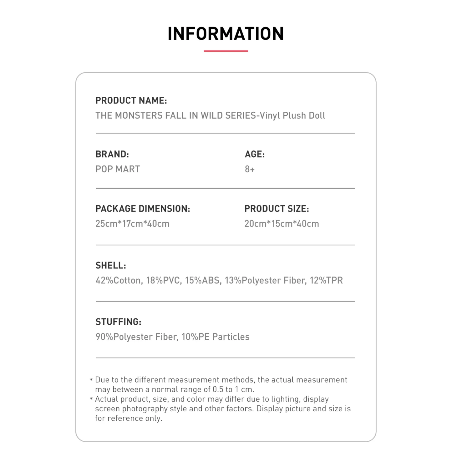 POP MART LABUBU THE MONSTERS FALL IN WILD SERIES - Vinyl Plush Doll