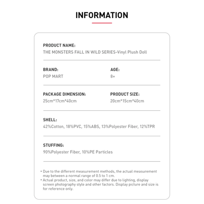 POP MART LABUBU THE MONSTERS FALL IN WILD SERIES - Vinyl Plush Doll