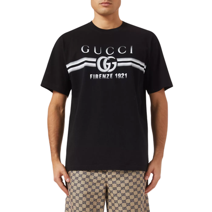 Gucci Cotton Jersey Gucci Print T-Shirt Black