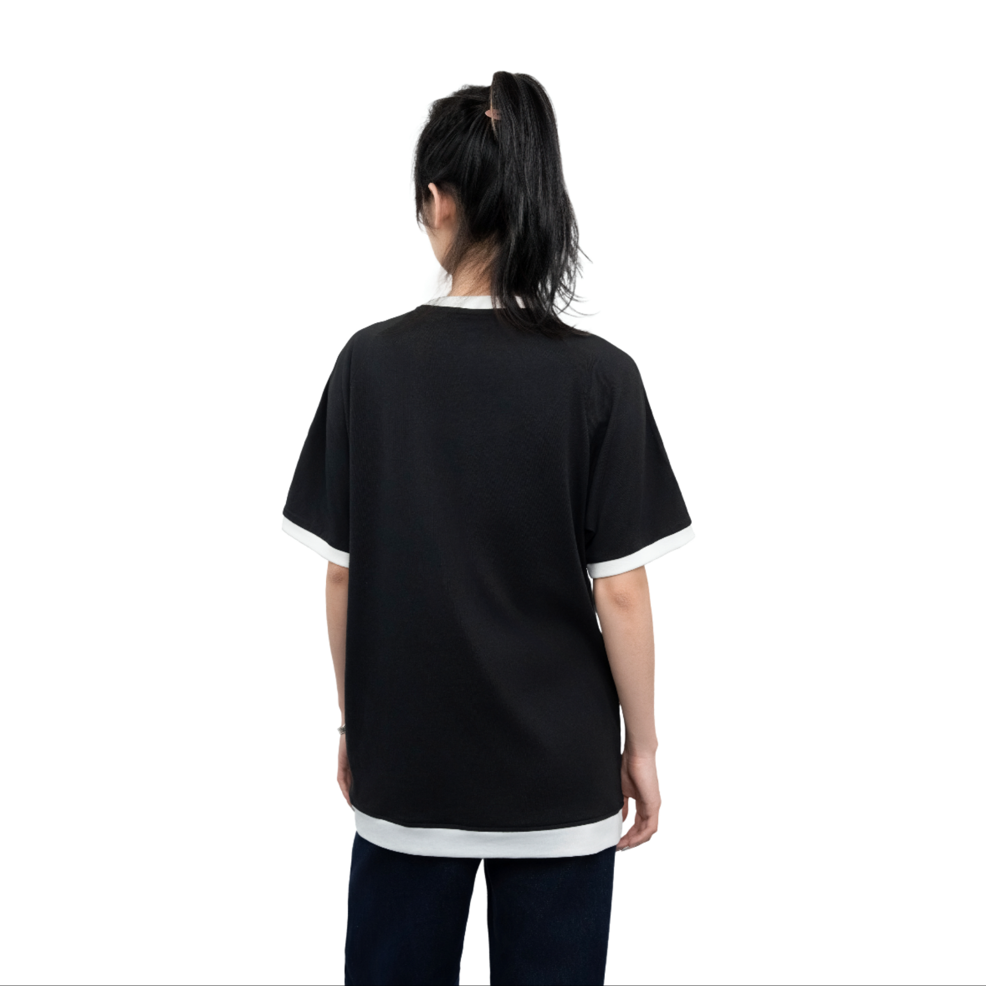 Adidas Adicolor Classics 3-Stripes Tee Black Modern Chinese Tang Suit KB2459 Model Back