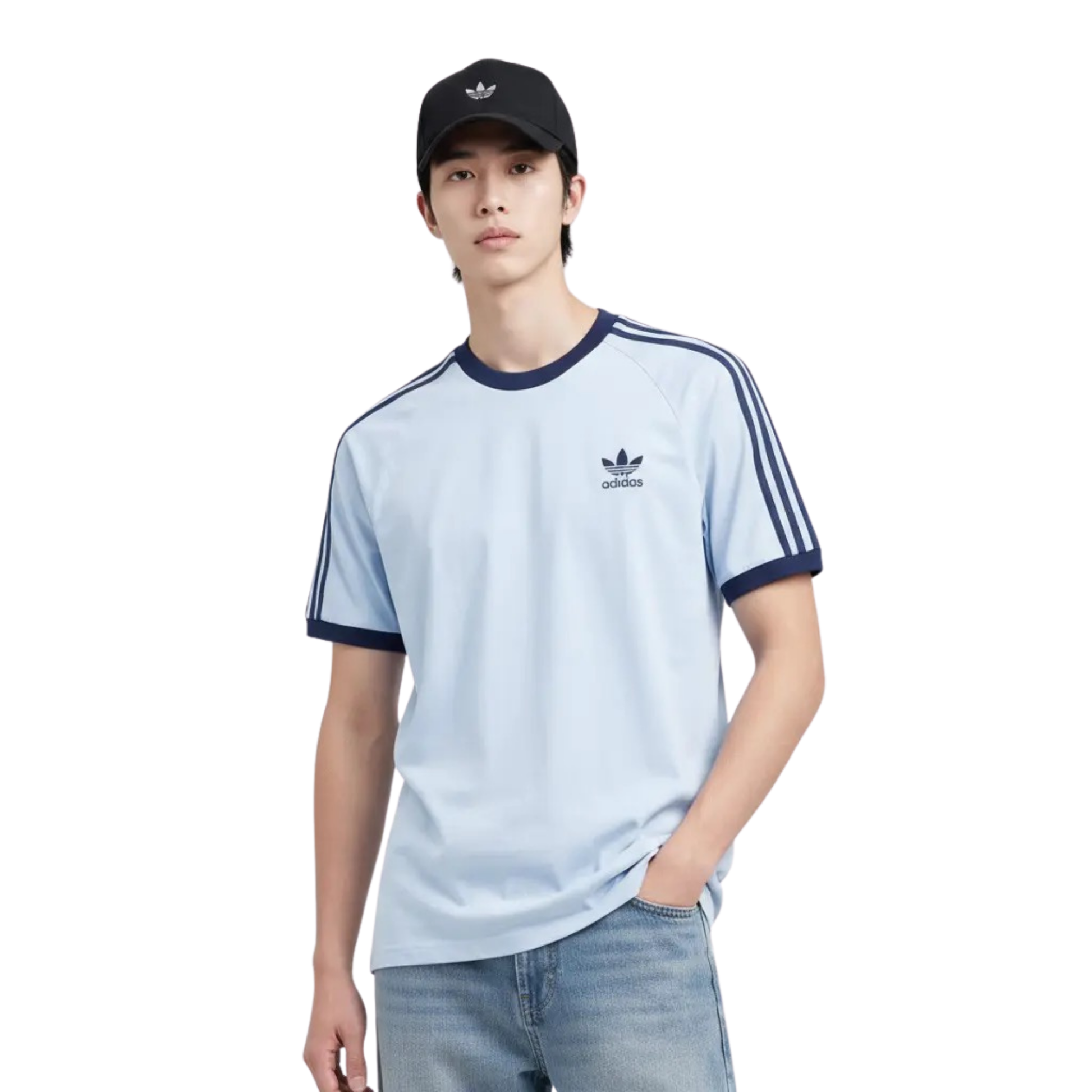 Adidas Adicolor Classics 3-Stripes Tee Clear Sky JN7018 Model Front