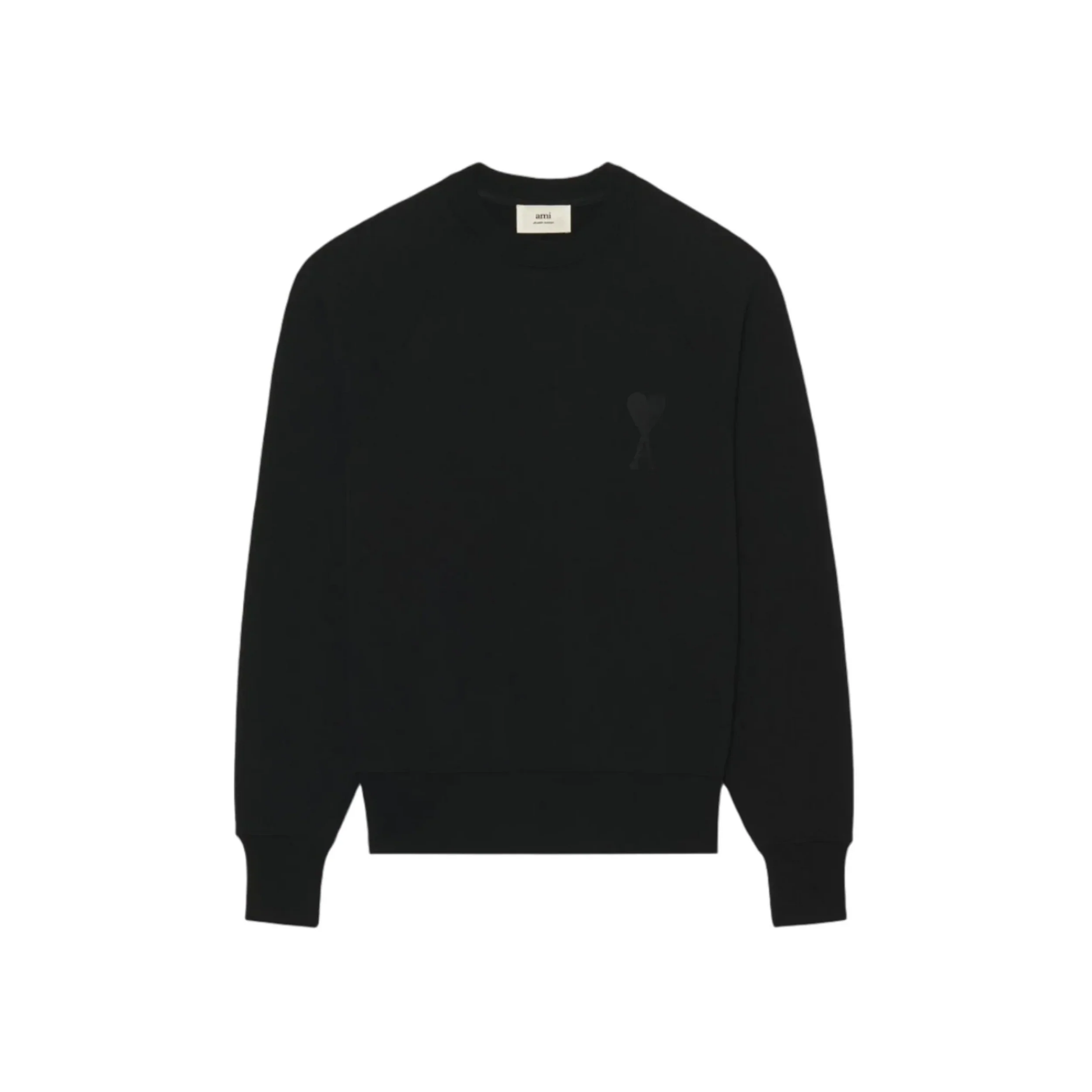 AMI PARIS ADC Tonal Boxy Fit Crewneck Black SS22 Front