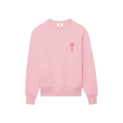 AMI PARIS ADC Tonal Boxy Fit Crewneck Pale Pink SS22 Front
