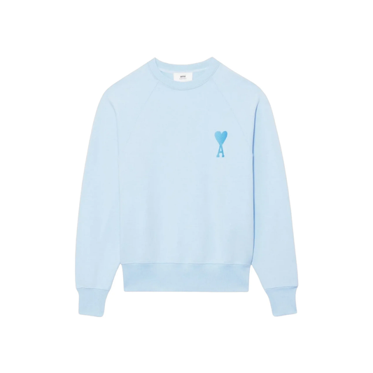 AMI PARIS ADC Tonal Boxy Fit Crewneck Sky Blue SS22 Front