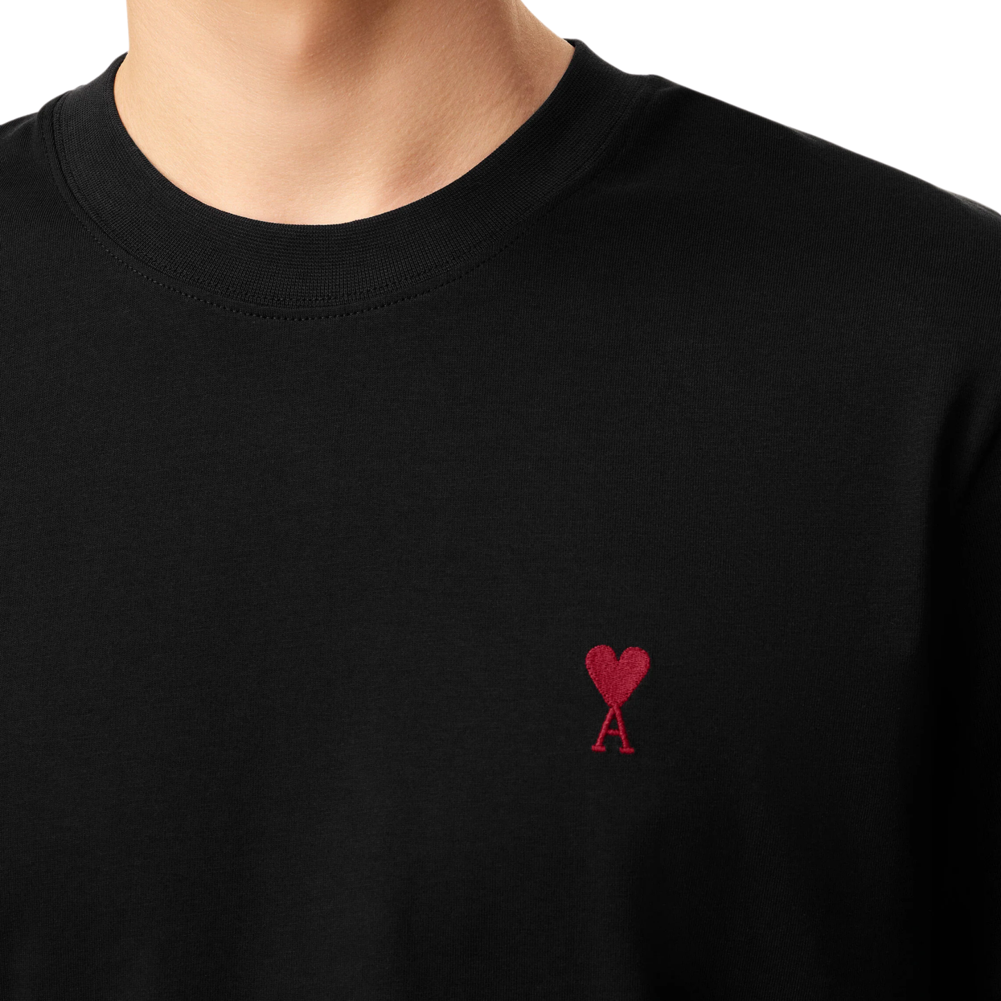 AMI PARIS Ami De Coeur Boxy Fit Tee Black Front Logo