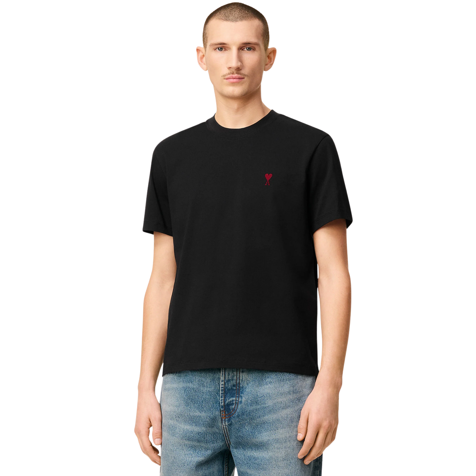 AMI PARIS Ami De Coeur Boxy Fit Tee Black Model Front