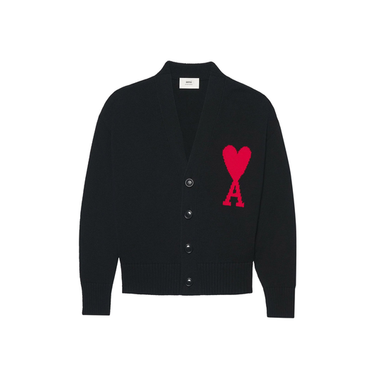AMI PARIS Ami De Coeur Cardigan Black