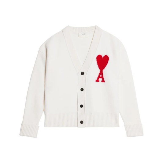 AMI PARIS Ami De Coeur Cardigan White