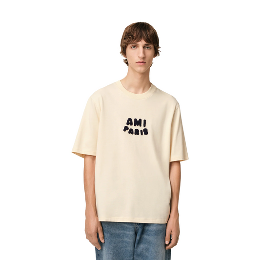 AMI PARIS Ami Paris Patch Tee White Cream SS25 Model Front
