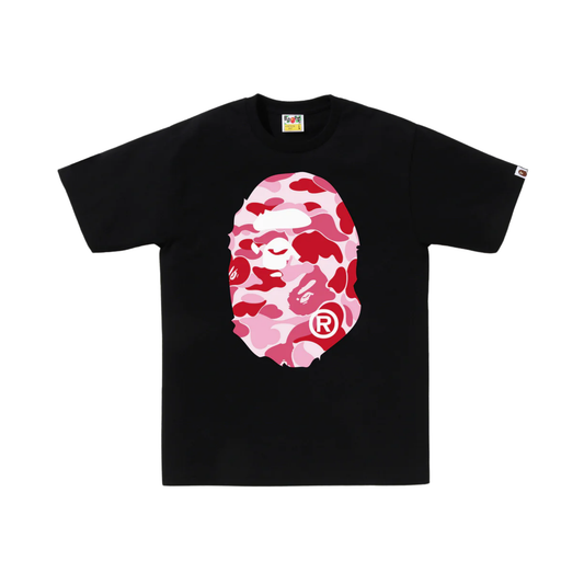 BAPE ABC Camo Big Head Ape Tee Black Pink Front