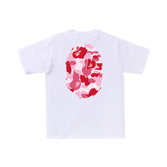 BAPE ABC Camo Big Head Ape Tee White Pink Back