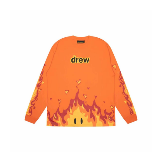 Drew House Fire Long Sleeve T-Shirt Orange Front