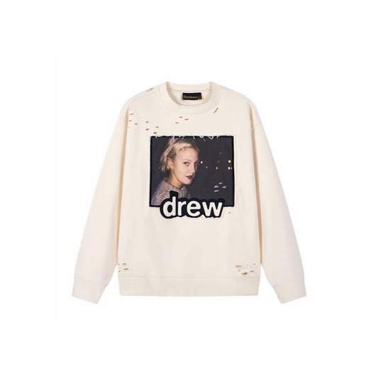 Drew House Ripped Crewneck Cream Front