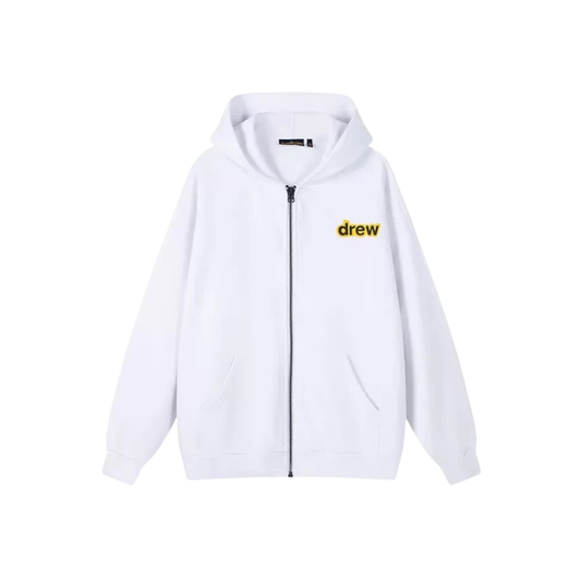 Drew House Sherman Zip Up Hoodie White Front