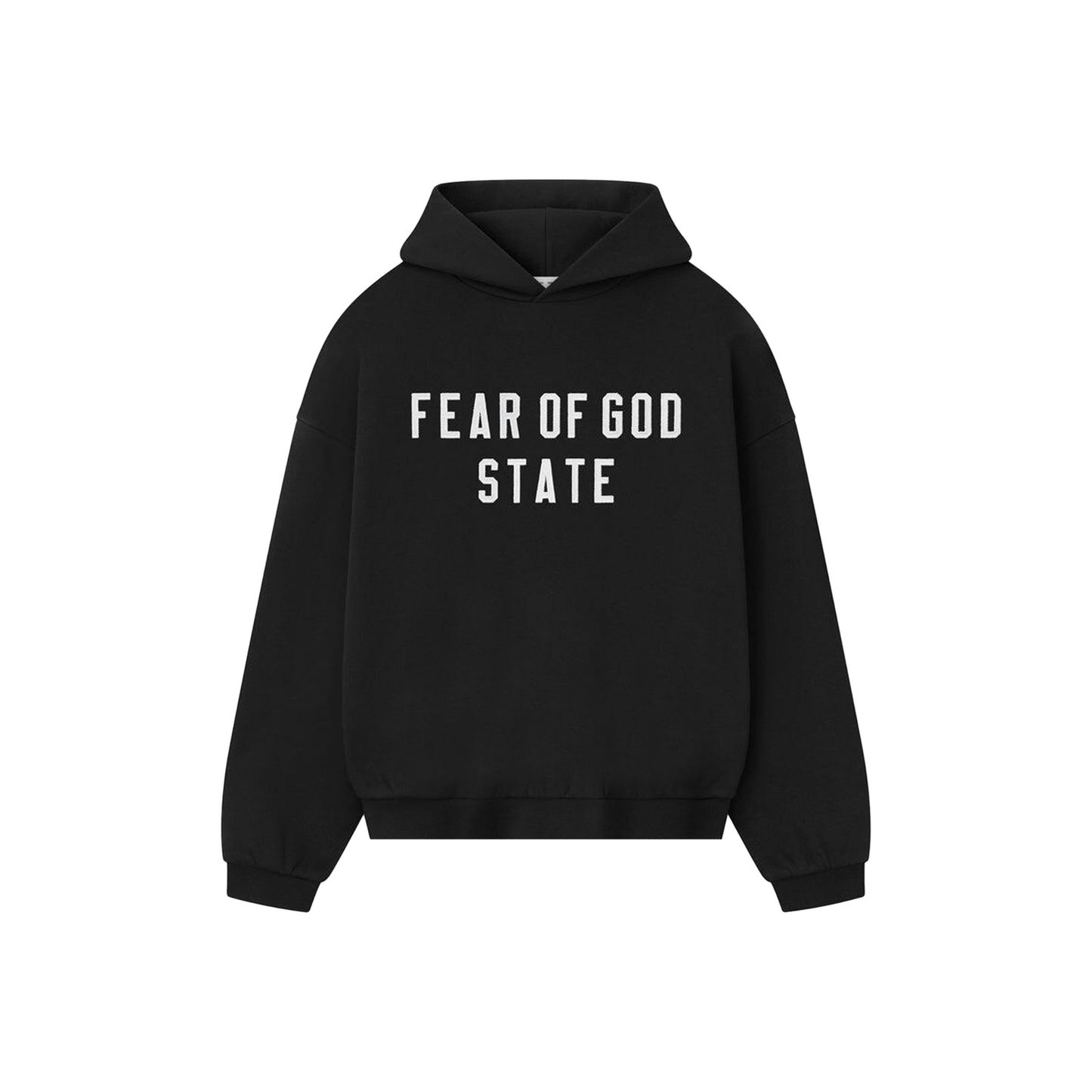 Fear of God Essentials 90s Fit Fleece Hoodie Jet Black FW25 Front