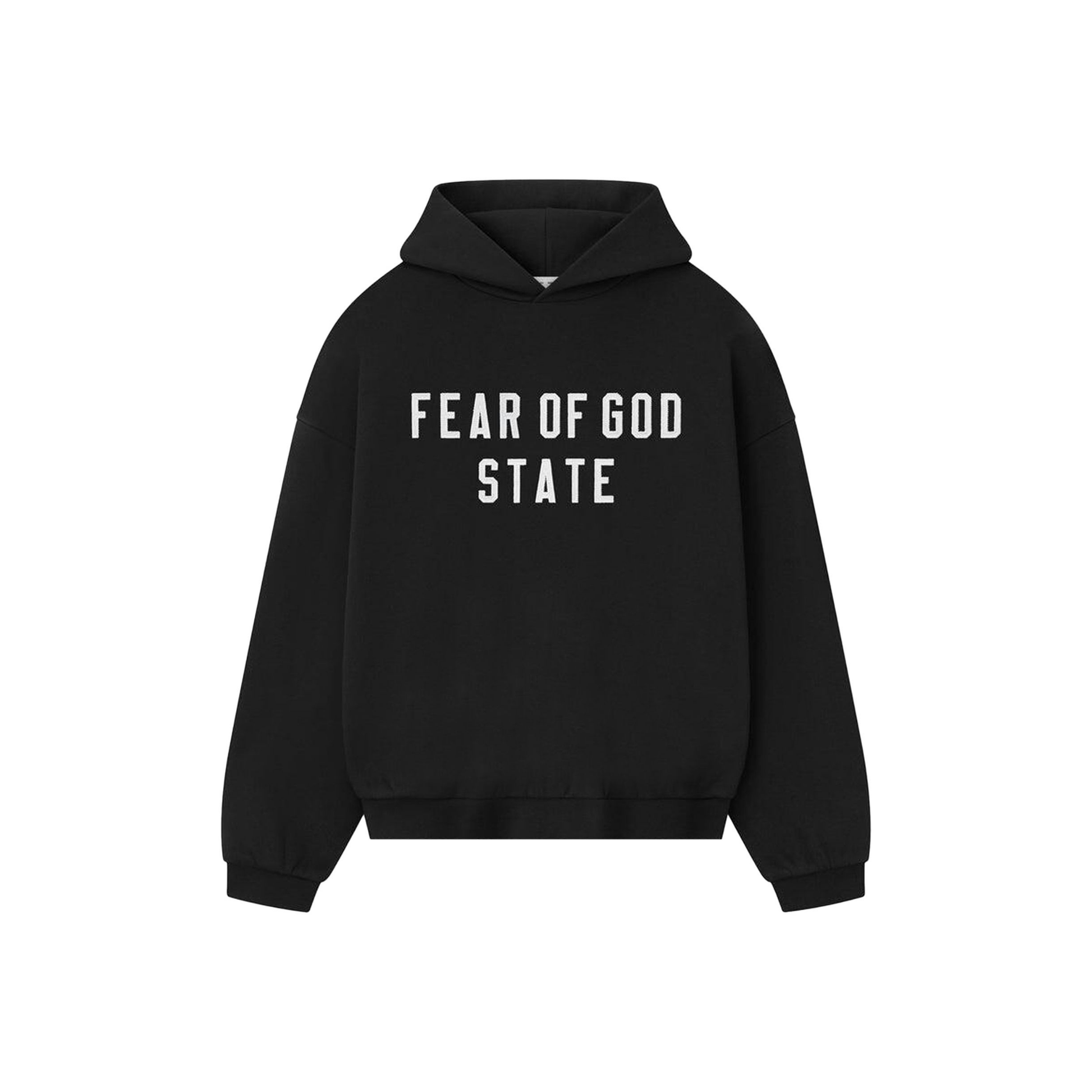 Fear of God Essentials 90s Fit Fleece Hoodie Jet Black FW25 Front