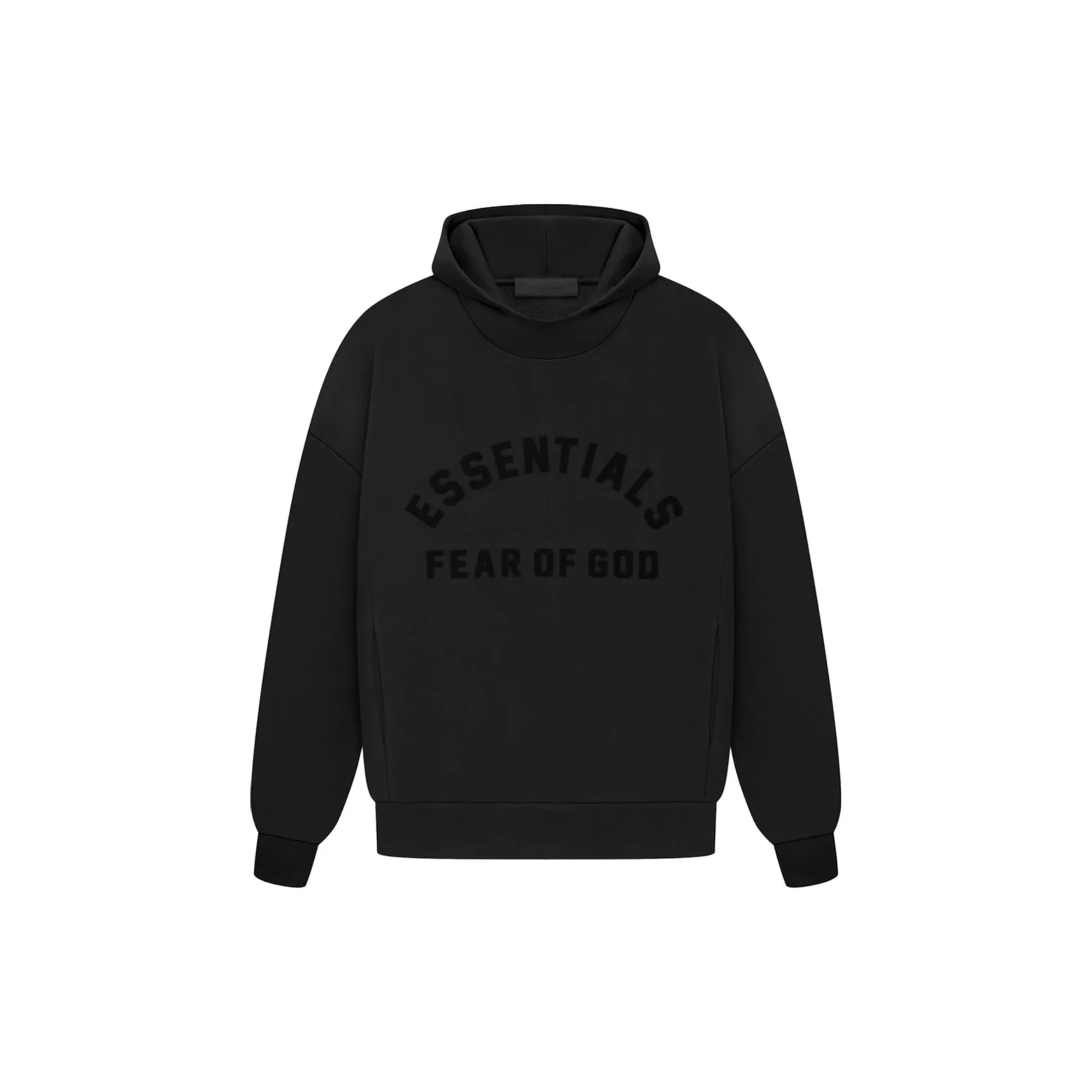 Fear of God Essentials Arch Logo Hoodie Jet Black SS23 Front