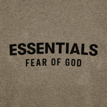 Fear of God Essentials Classic Fit Fleece Hoodie Homestead Heather SS25 Back Logo